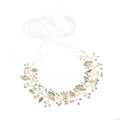 Golden Alloy Leaves Design Women Luxury Rhinestone Wedding Hair Jewelry