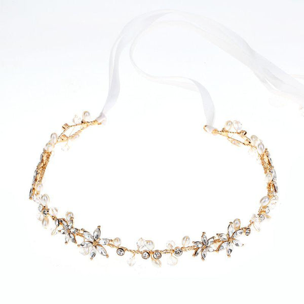 Good Quality Women Rhinestone Flower Decoration Ribbon Hairband