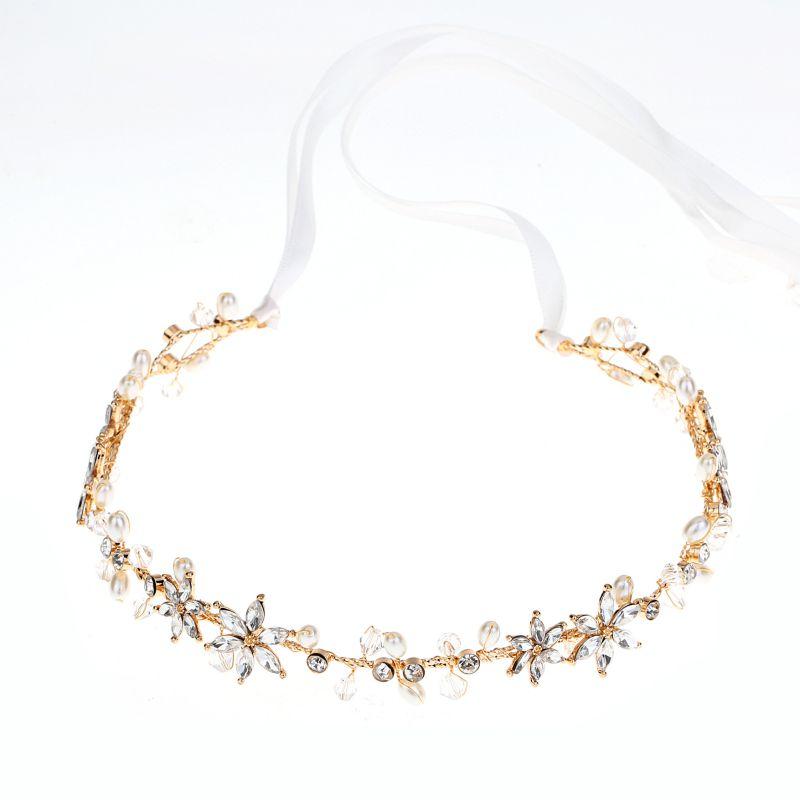 Good Quality Women Rhinestone Flower Decoration Ribbon Hairband