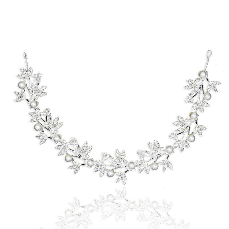New Bride Exquisite Imitation Pearl Leaves Pattern White Color Hair Jewelry