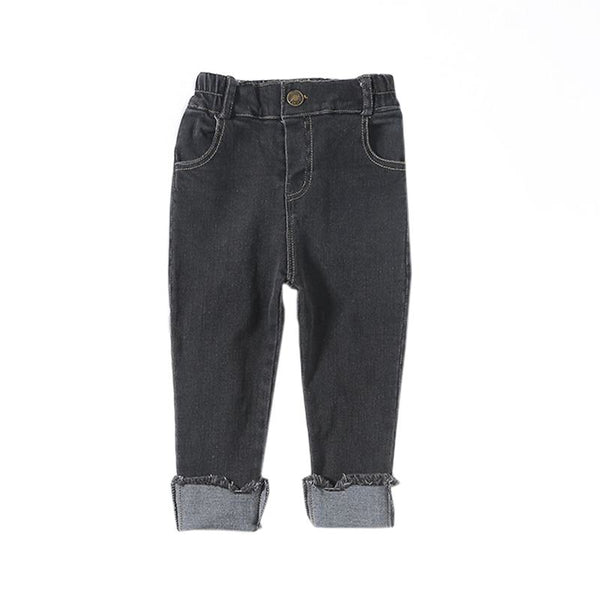 Girls Cotton Solid Color Denim Jeans
