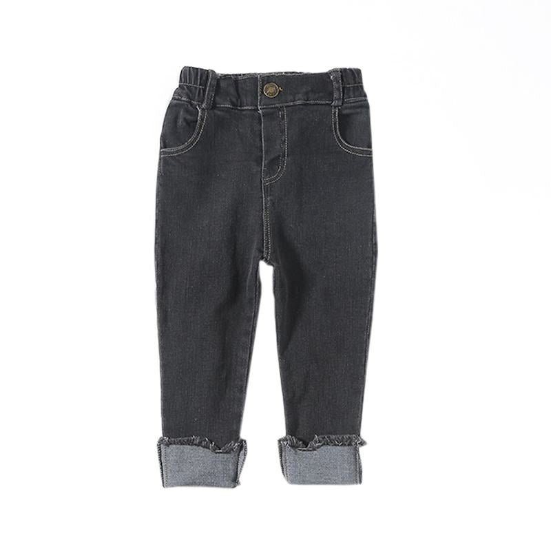 Girls Cotton Solid Color Denim Jeans