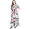 Women Fashion Sun-flower Printed V Neck Short Sleeves Plus Size Maxi Dress