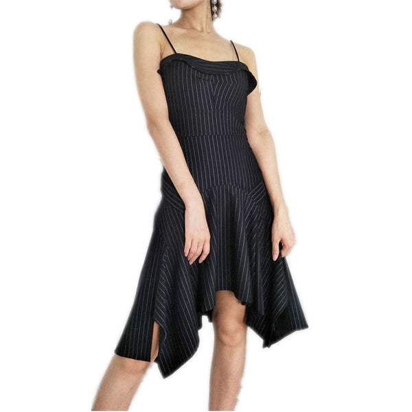 Fashion Irregular Hemline Design Women Sexy Flouncing Slip Dress