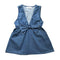 Girls Cotton Denim Solid Color Sleeveless Back Bowknot Elastic Waist Dress