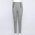 Women Classic Plaid Pattern High-waisted Casual Harem Pants