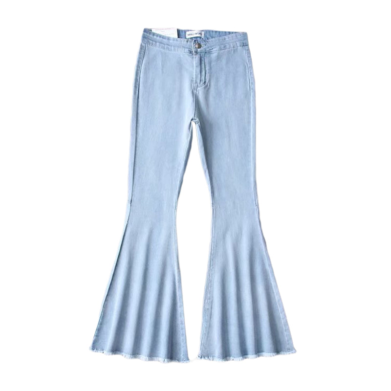 Elegant Women Casual Style Good Stretch Flare Jeans