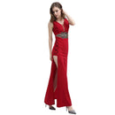 Women Floor Length Sexy Side-slit Sleeveless Tight Party Dress