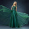 Women Elegant Green Color Classic Lace Sleeveless Floor Length Evening Party Dress