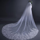 Shiny Rhinestone Decoration Women Sweep Length Train Lace Bridal Veil