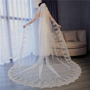 3*3m Women Wedding Sweep Length Train Pattern Lace Bridal Veil With Comb
