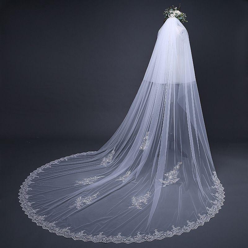 Wedding Accessory Fashion Lace Flower Sweep Length Train Veil
