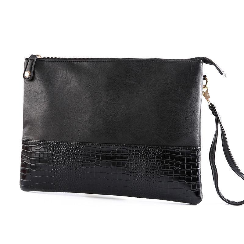 Men Fashion Classic Business Use Crocodile Grain Clutch Bag