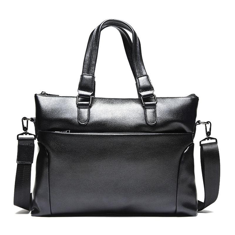 Businessmen Fashion Solid Color Square Shape PU Leather Briefcase