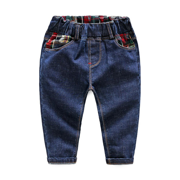 Boys Slim Fit Cotton Patchwork Denim Jeans