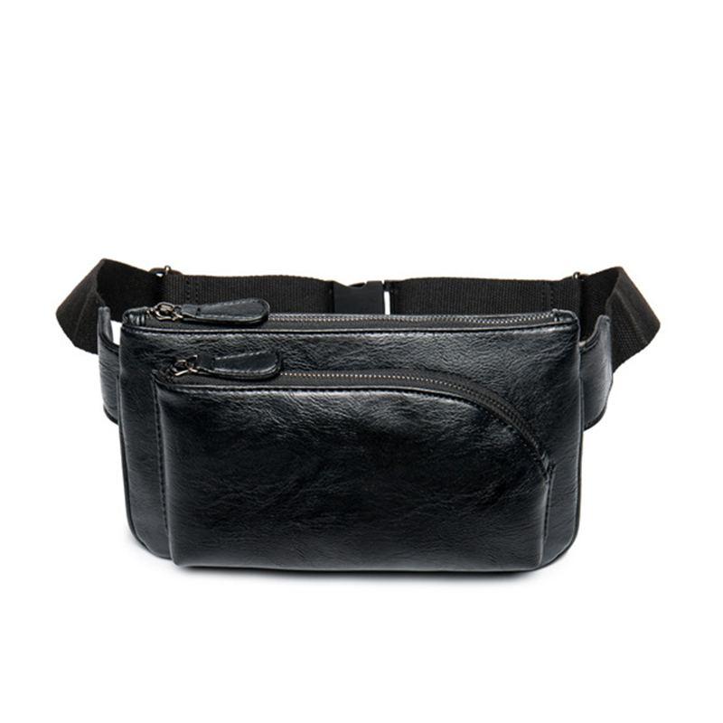 Men Casual Style Fashion Small Size Solid Color PU Waistpack