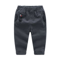 Boys Cotton Solid Color Applique Slim Fit Pants