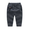Boys Cotton Solid Color Applique Slim Fit Pants