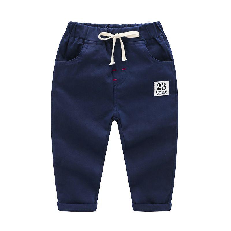 Boys Cotton Letter Applique Elastic Waist Lace-up Pants