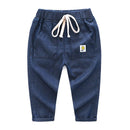 Boys Cotton Blue Lace Up Design Pants