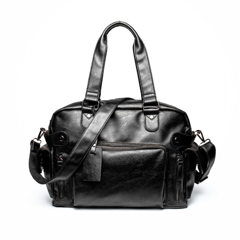 Men Fashion Vintage Style Noble Quality PU Large Capacity Briefcase