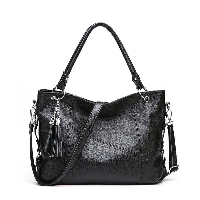 Fashion Solid Color Cow Leather Women Elegant Commute Shoulder Bag