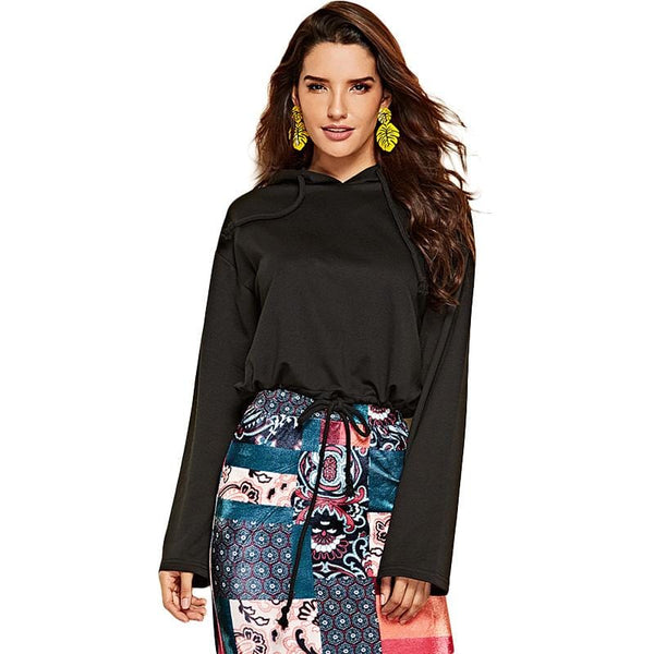 Women Casual Street Style Solid Color Long Sleeves Sweatshirt