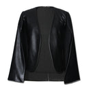 Modern Lady Trendy Slit Design Solid Color PU Blazer