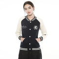 Casual Young Women Unisex Color Blocking Design Letters Jacket