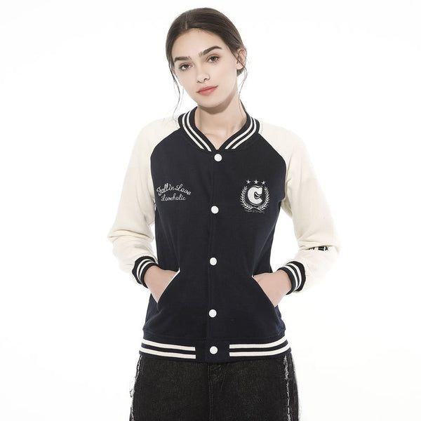 Casual Young Women Unisex Color Blocking Design Letters Jacket
