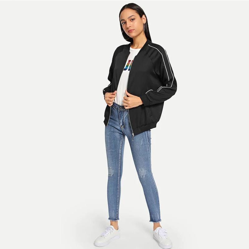 Women Bright Color Unisex Style Loose Pattern Jacket