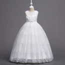 Wedding Flower Girls Solid Color Lace Long Dress