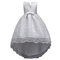 Elegant Girls Solid Color Lace Design Party Wedding Trailing Dress