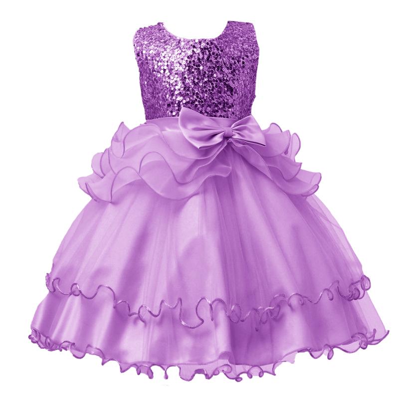 Lovely Girls Sequins Printed Ruffle Design Princess Dress