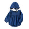 2 Pcs Set Fashionable Baby Girls Ruffle Design Solid Color Denim Blue Bodysuit And Hat