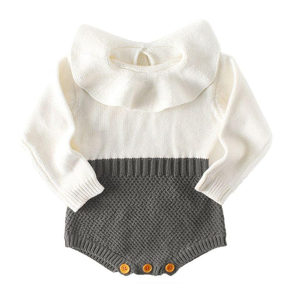 Baby Girls Cotton Long Sleeves Patchwork Knitted Bodysuit