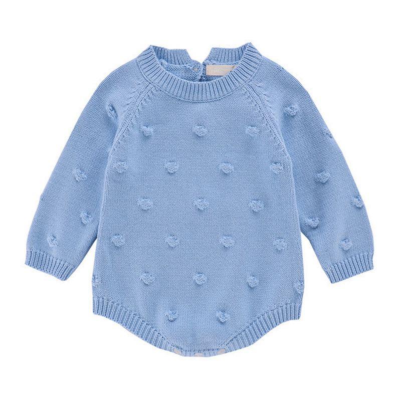 Baby Girls Cotton Bubble Pattern Solid Color Knitted Bodysuits