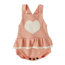 Baby Girls Cotton Heart Printed Patchwork Knitted Bodysuits