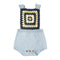 Infant Baby Cotton Square Printed Sleeveless Patchwork Knitted Romper