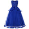 Girls Solid Color Floral Embroidered Lace Princess Long Dress