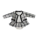 2 Pcs Elegant Baby Girls Grid Printed Outerwear And Patchwork Bodysuit
