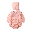 2Pcs Cute Baby Girls Lace Design Long Sleeves Bodysuit And Hat