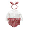 2Pcs Set Newborn Girls Cotton Patcwork Bodysuit And Headband