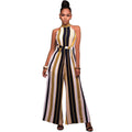 Women Elegant Stripes Pattern Sexy Sleeveless Casual jumpsuits
