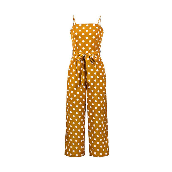Classic Women Polka Dot Printed Casual Style Slip Jumpsuits