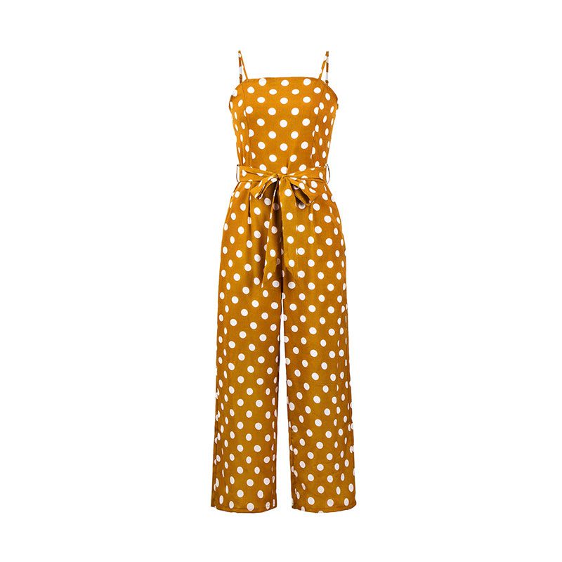 Classic Women Polka Dot Printed Casual Style Slip Jumpsuits