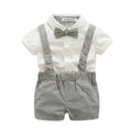 Baby Boys Short Sleeves Shirts And Short Overalls With Bow Tie 3 Pcs