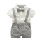 Baby Boys Short Sleeves Shirts And Short Overalls With Bow Tie 3 Pcs