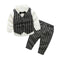 Gentlemen Boys 4 Pcs White Shirts And Stripes Printed Vests And Pants With Bow Tie