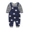 Casual Boys Cotton Stripes Printed Tops And Stars Printed Jumpsuits 2 Pcs